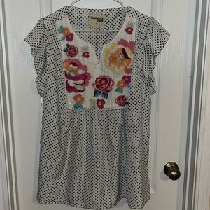 Floral and polka dot blouse